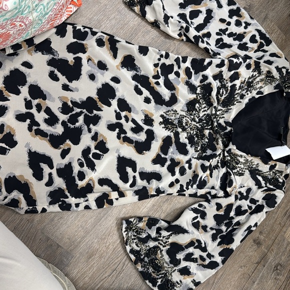 Sheri Bodell Black and Cream Long Sleeve Dress Size XS - Picture 2 of 4